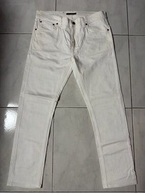 Nudie white Lean Dean slim jeans